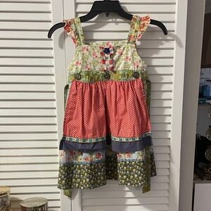 Matilda Jane Multicolor Floral Dress with Button Straps Sz 6